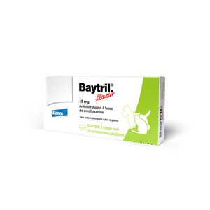 Baytril Flavour 15mg Antimicrobiano - 10 comprimidos