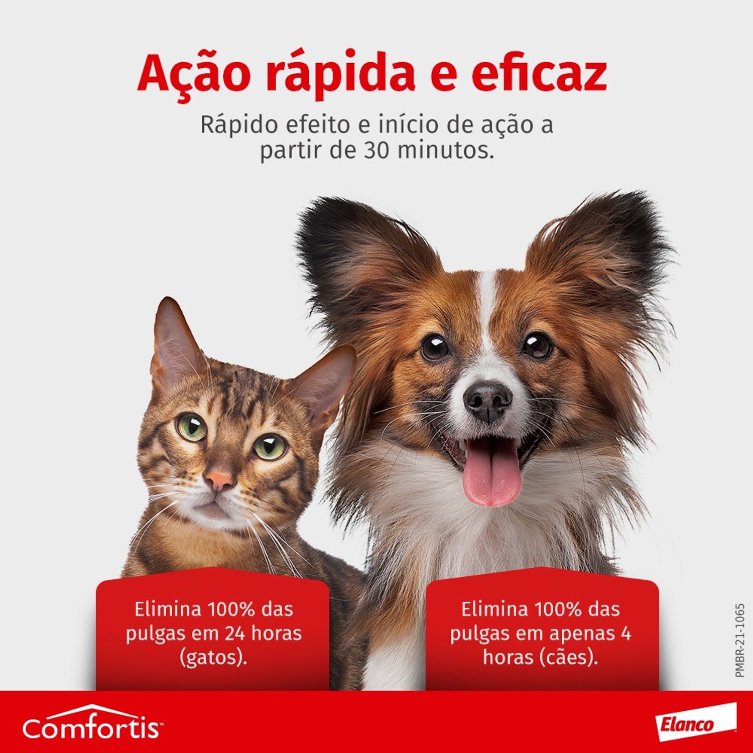 Antipulgas Comfortis 560 mg - Cães de 9 a 18Kg e Gatos de 5,4 a 11Kg Banner Ação Rápida e Eficaz
