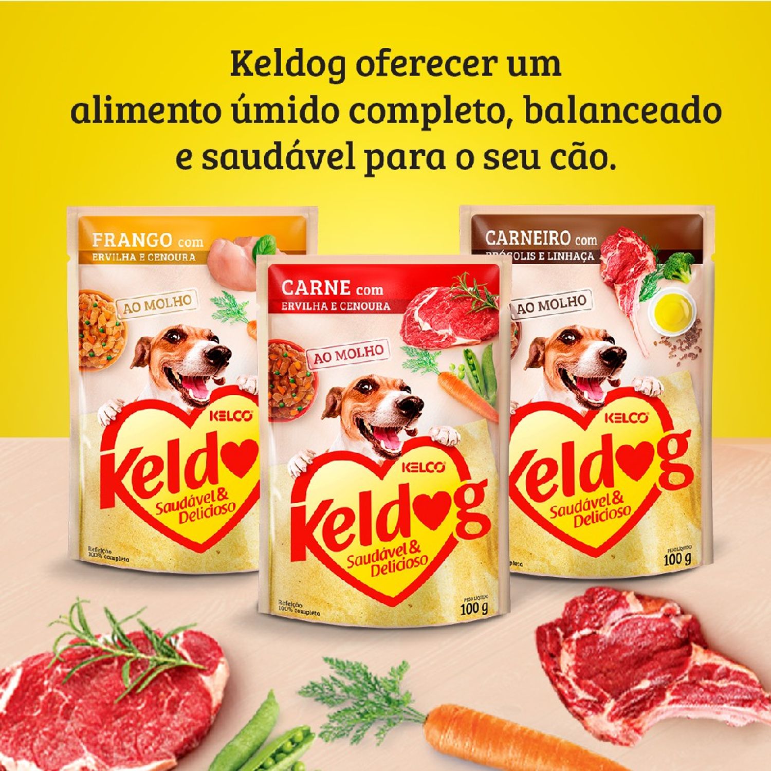 Ração Úmida Keldog Carne Com Ervilha e Cenoura sabores