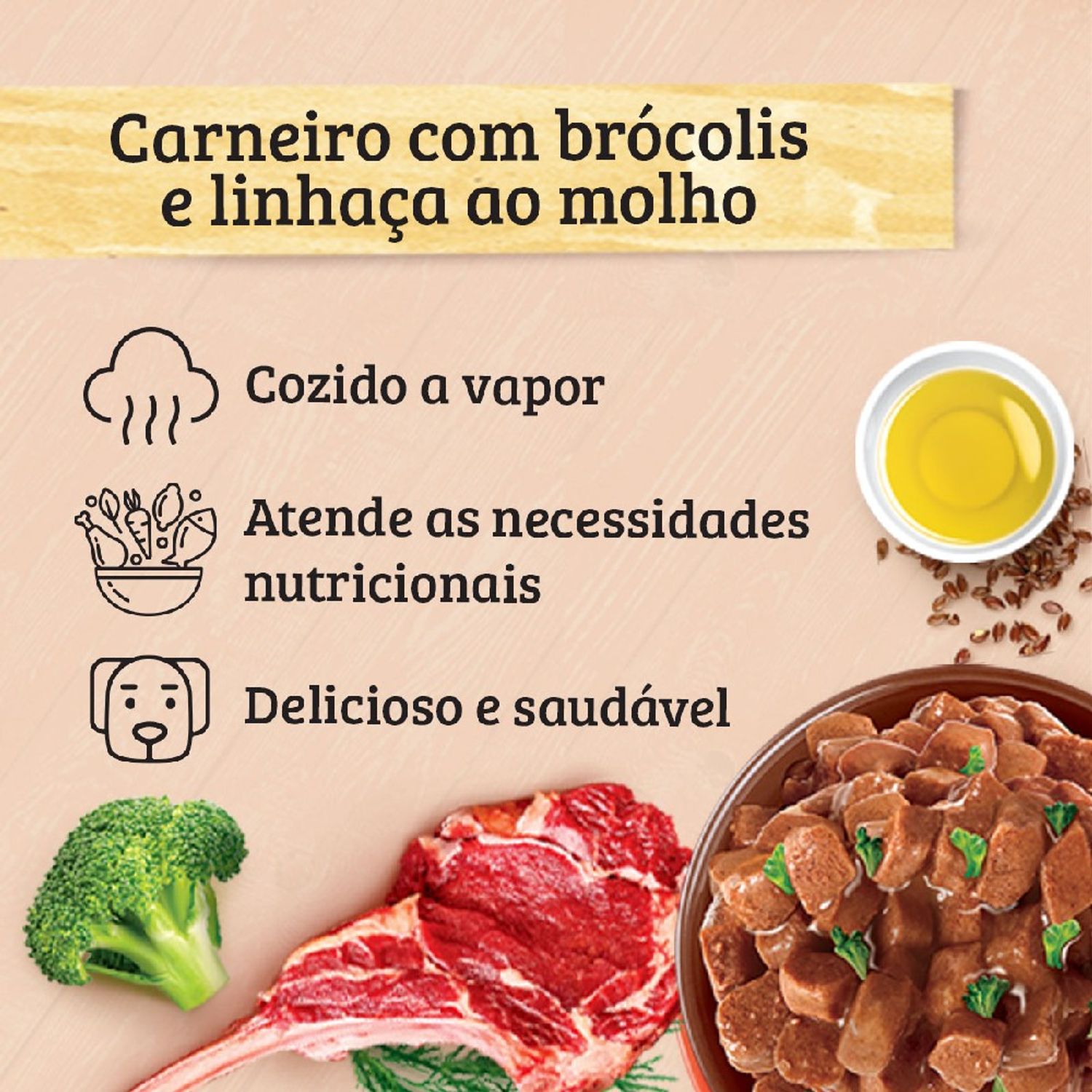Ração Úmida Keldog Carneiro Brócolis e Linhaça benefícios