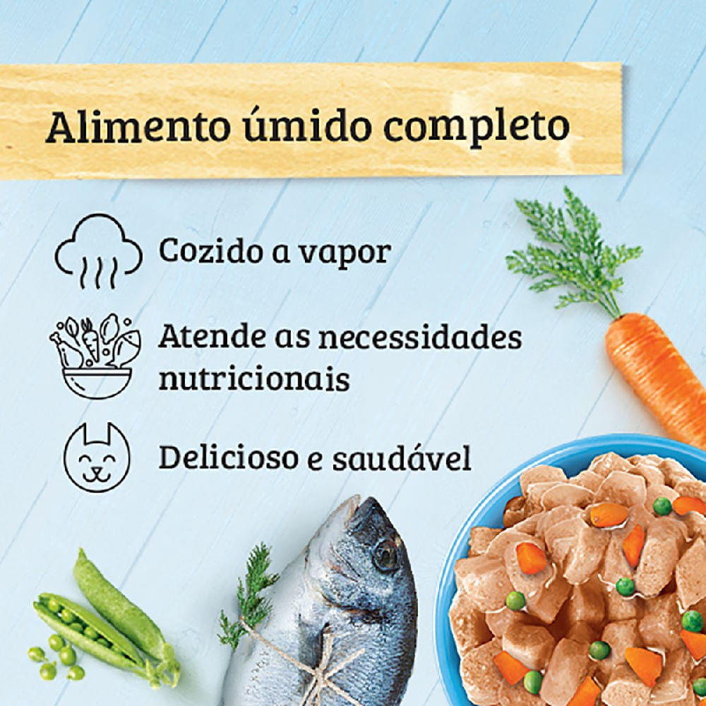 Ração Úmida Kelcat Peixe com Ervilha e Cenoura