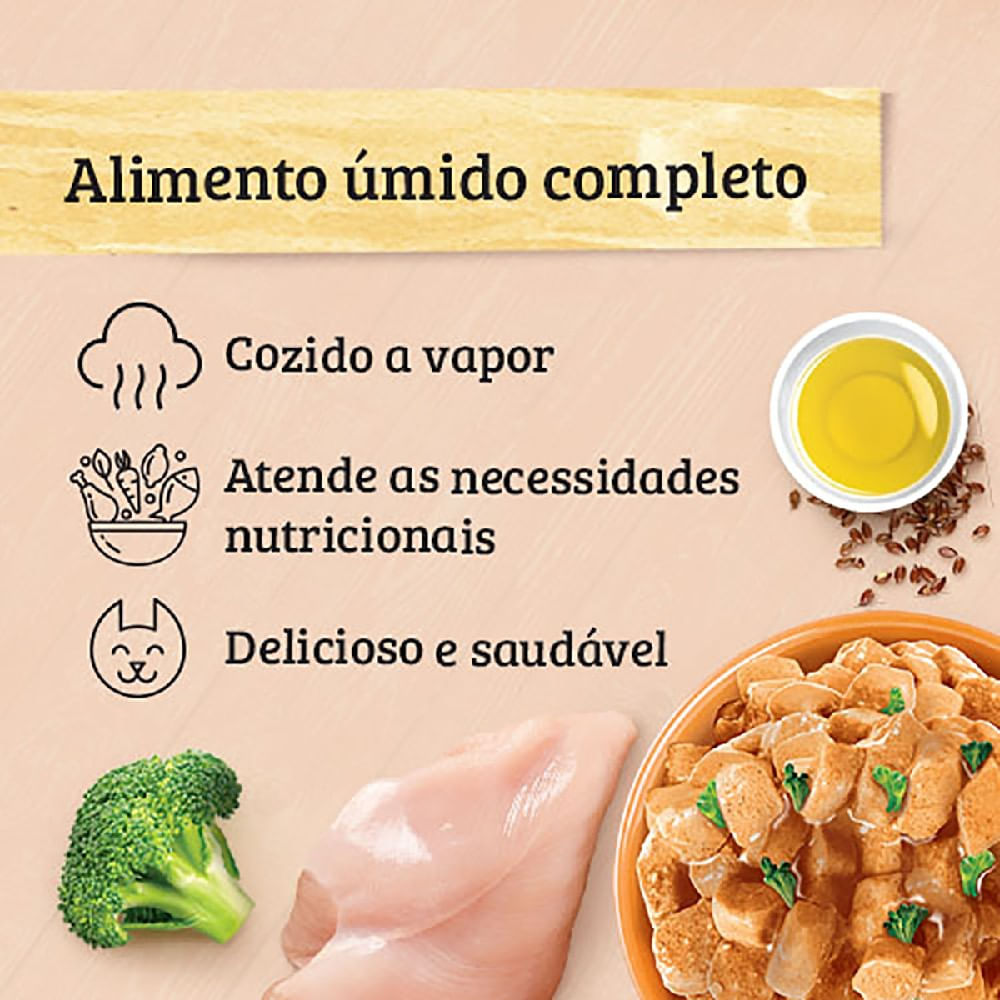 Ração Úmida Kelcat Frango com Brócolis e Linhaça