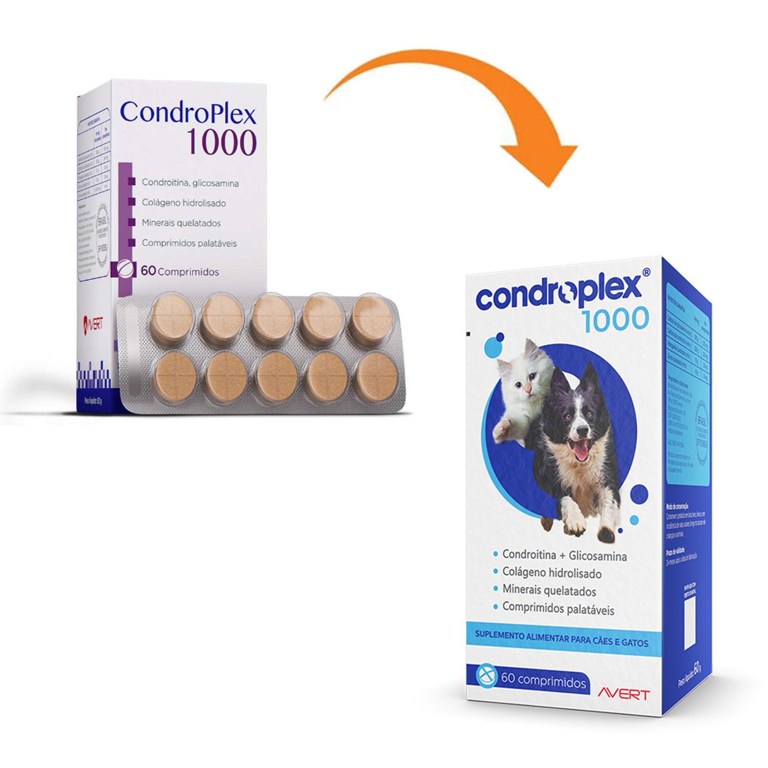 Condroplex 1000 para Cães e Gatos Comprimidos Palatáveis Nova embalagem