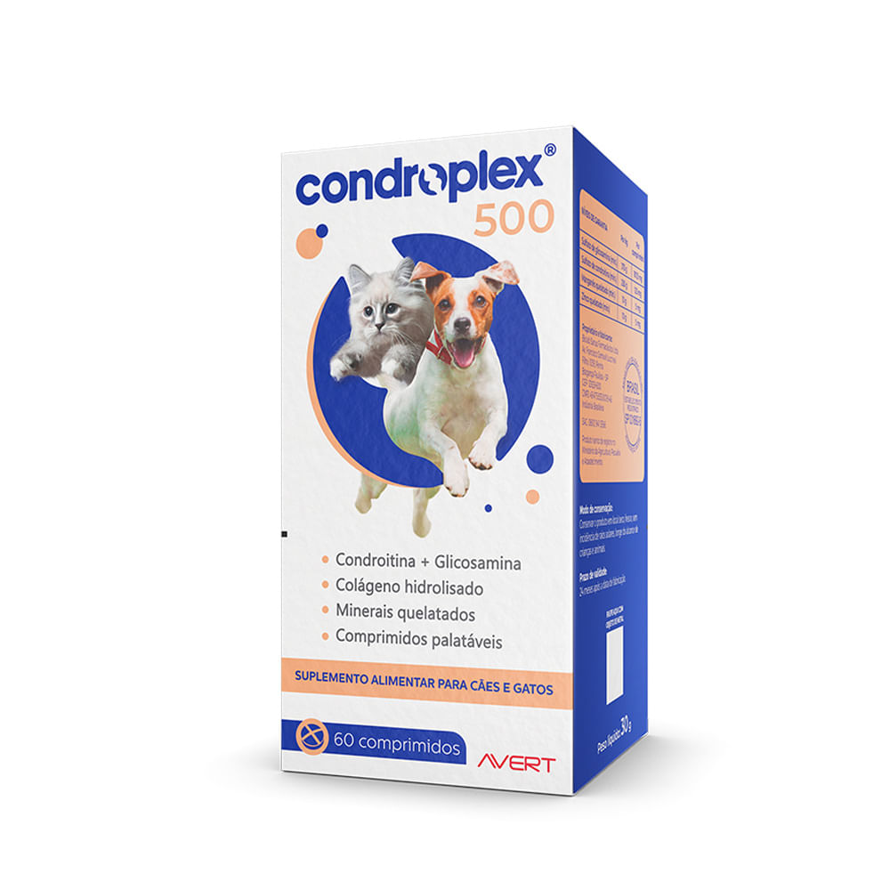 Condroplex 500 para Cães e Gatos Comprimidos Palatáveis