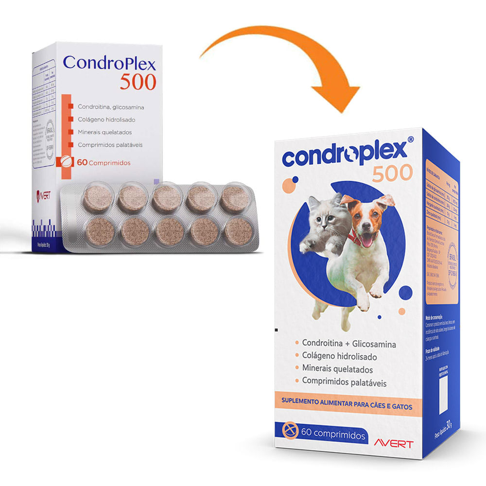 Condroplex 500 para Cães e Gatos Comprimidos Palatáveis