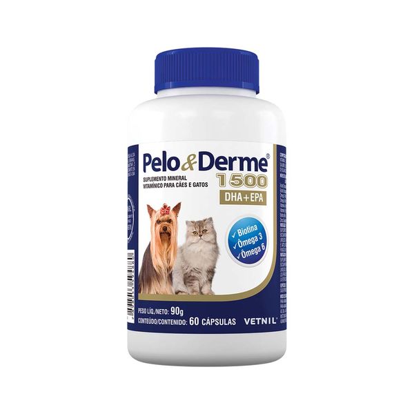 Pelo e Derme 1500 DHA + EPA Vetnil 60 comprimidos