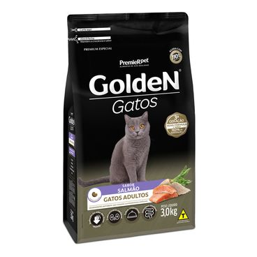 ração golden gatos adultos salmão 3 kg lado