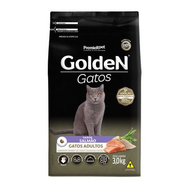 ração golden gatos adultos salmão 3 kg frente