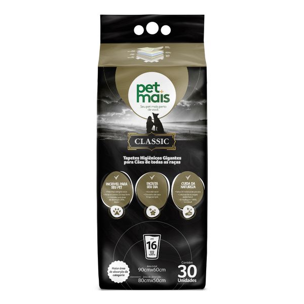 Tapete Higiênico Classic 90x60cm Petmais 30 unidades