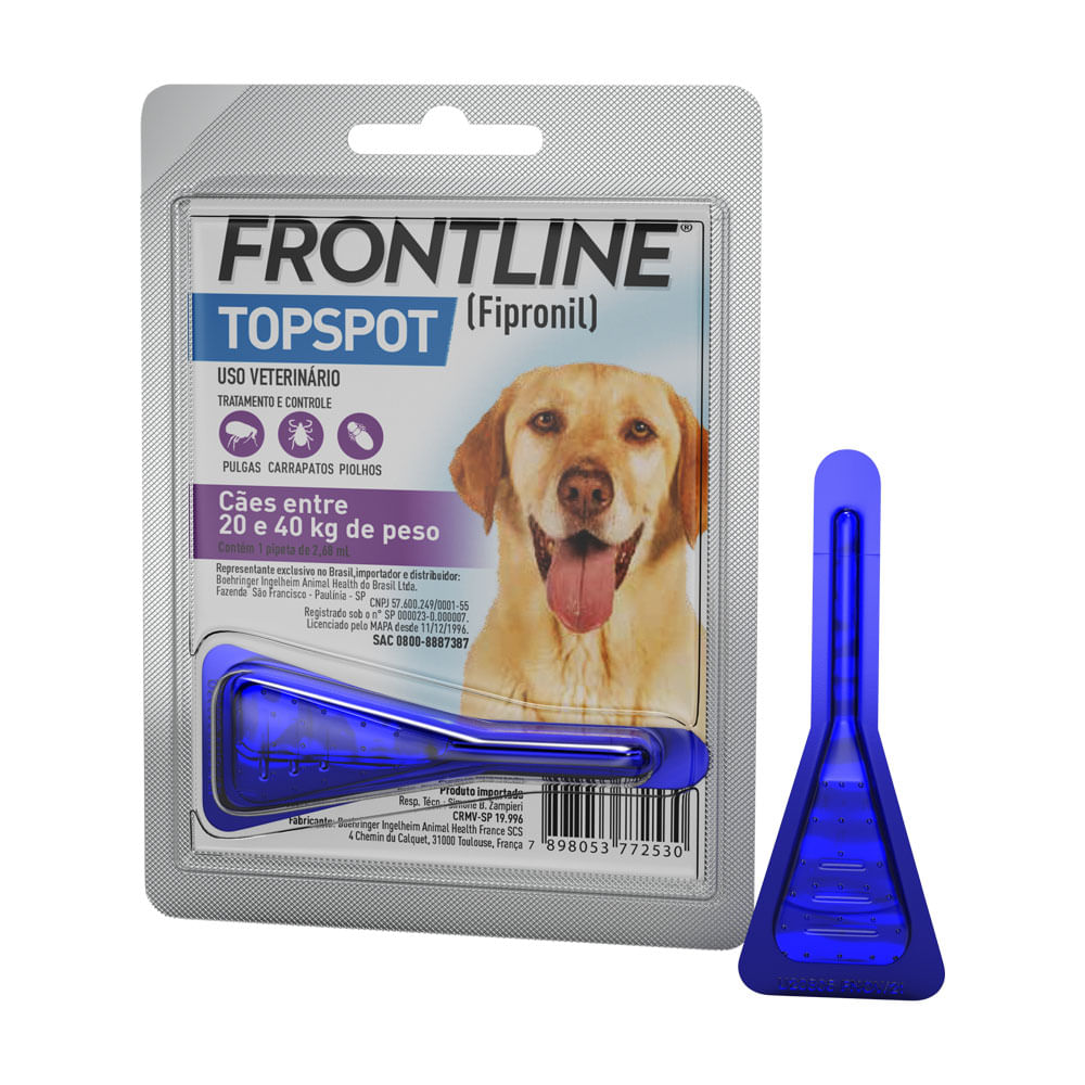 Antipulgas e Carrapatos Frontline Topspot para Cães de 20 a 40kg