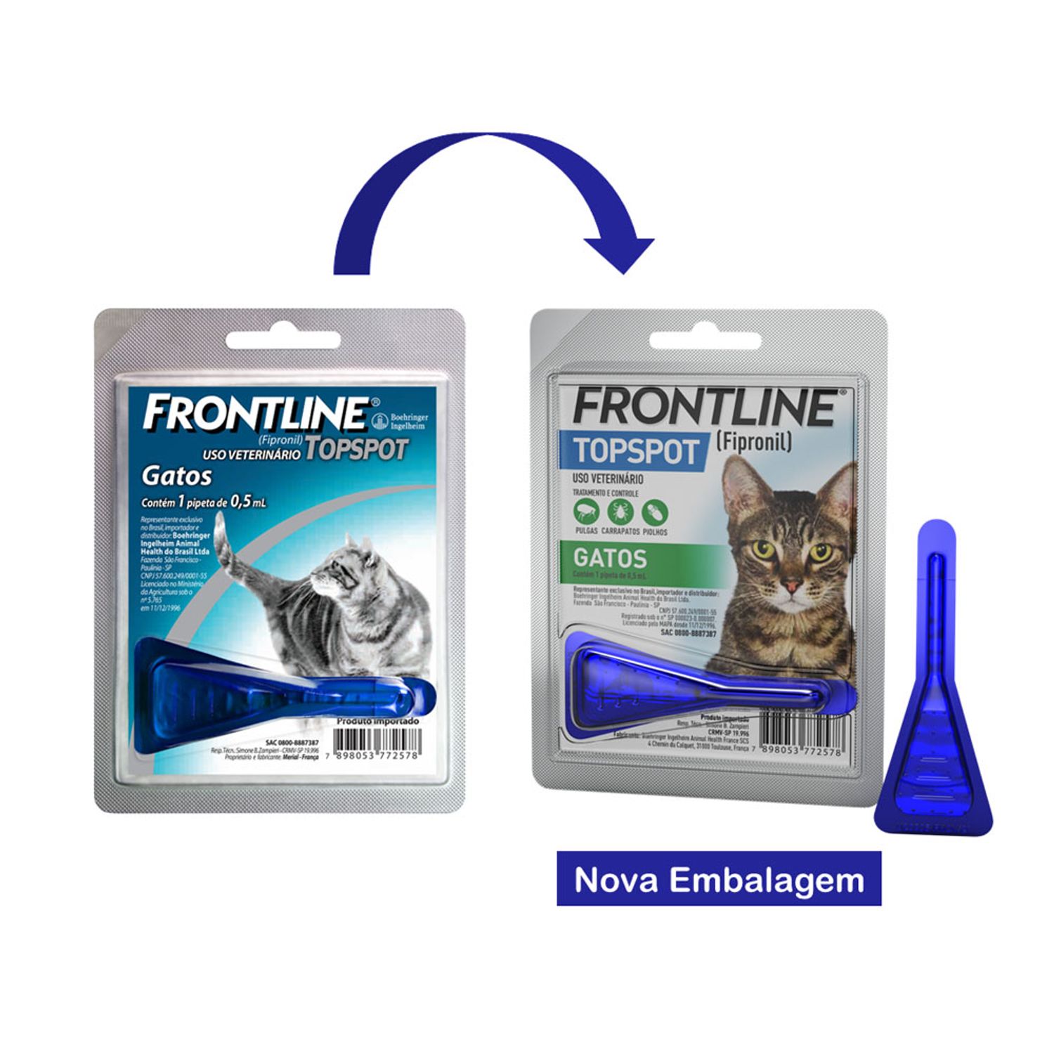 Antipulgas e Carrapatos Frontline Topspot Gatos Nova embalagem