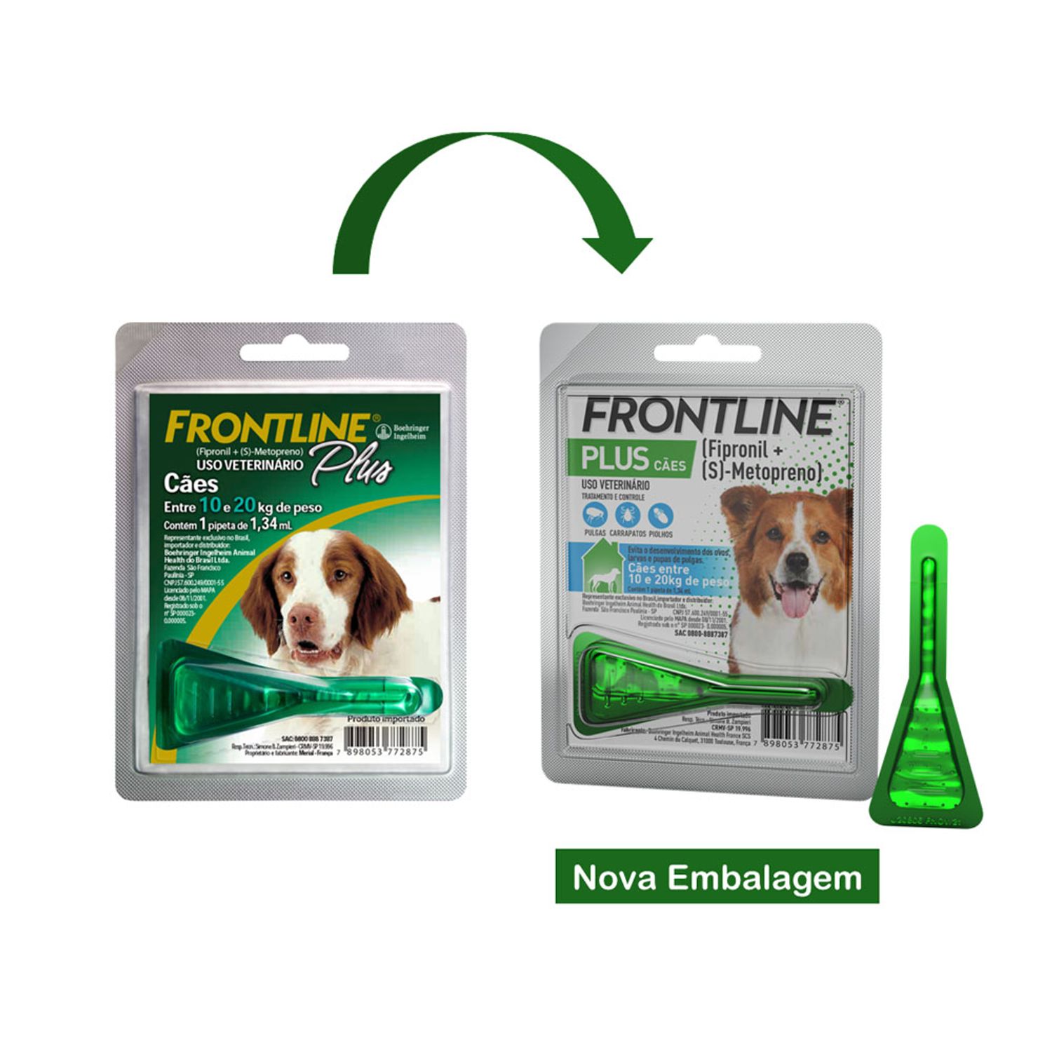 Antipulgas e Carrapatos Frontline Plus Cães entre 10 e 20kg de para