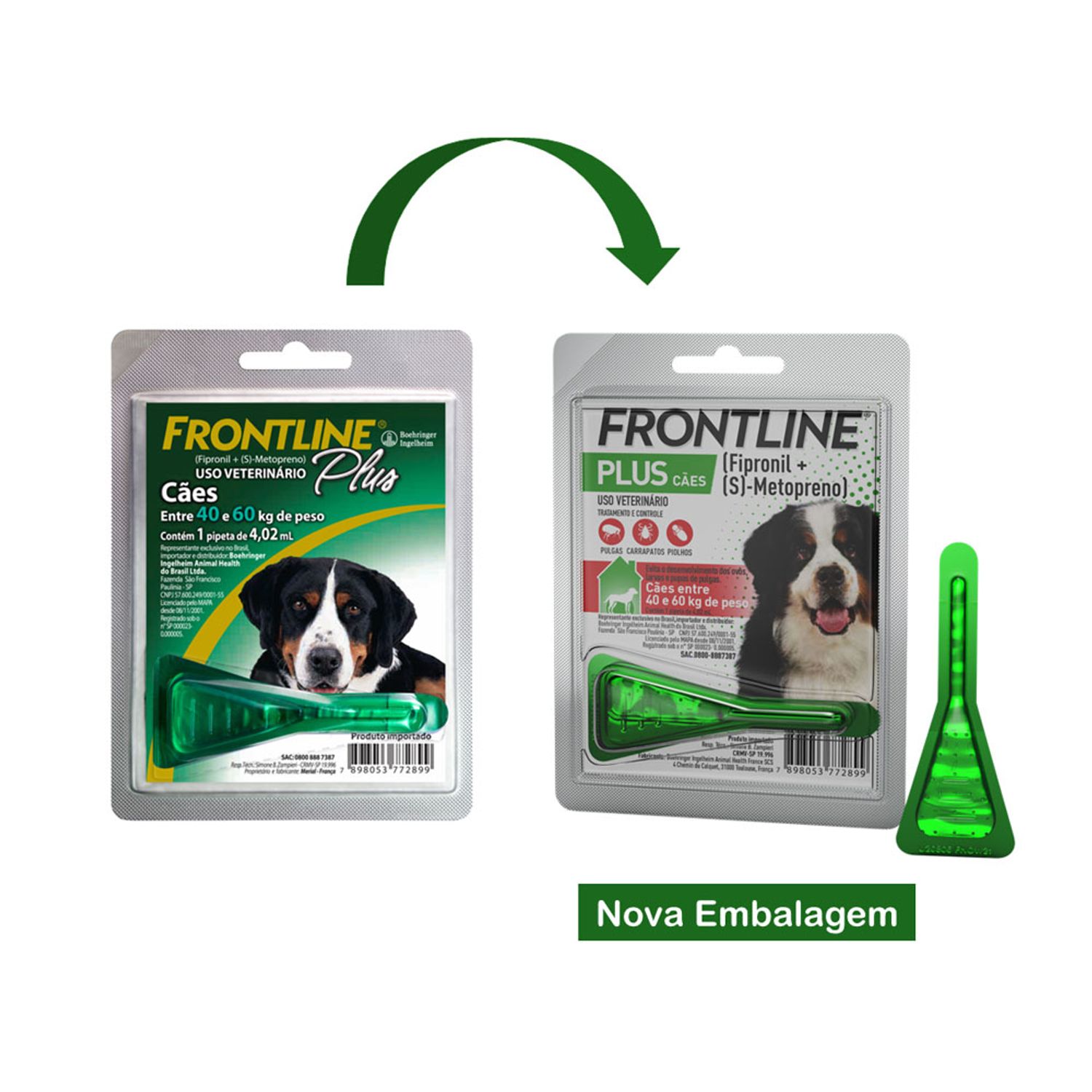 Antipulgas e Carrapatos Frontline Plus Cães entre 40 e 60kg de para