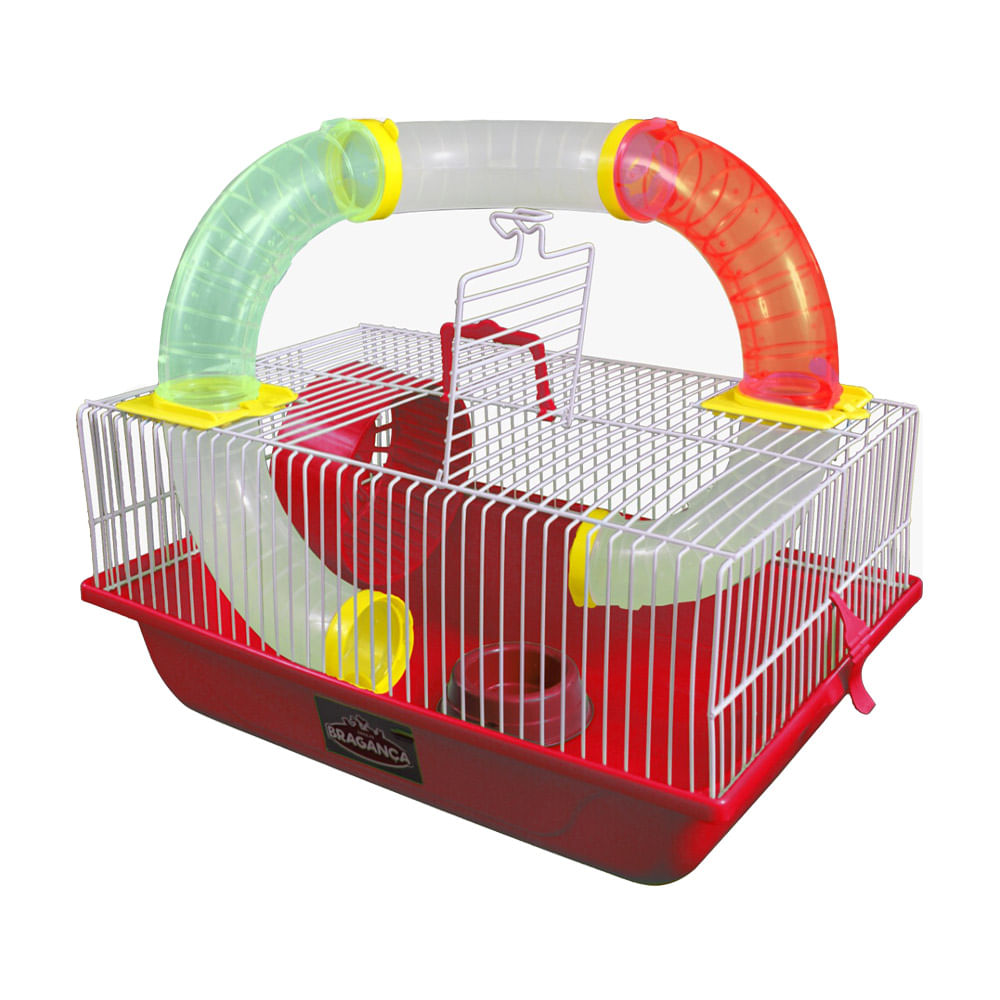 Gaiola para Hamster com Tubos Divertidos Bragança Vermelha