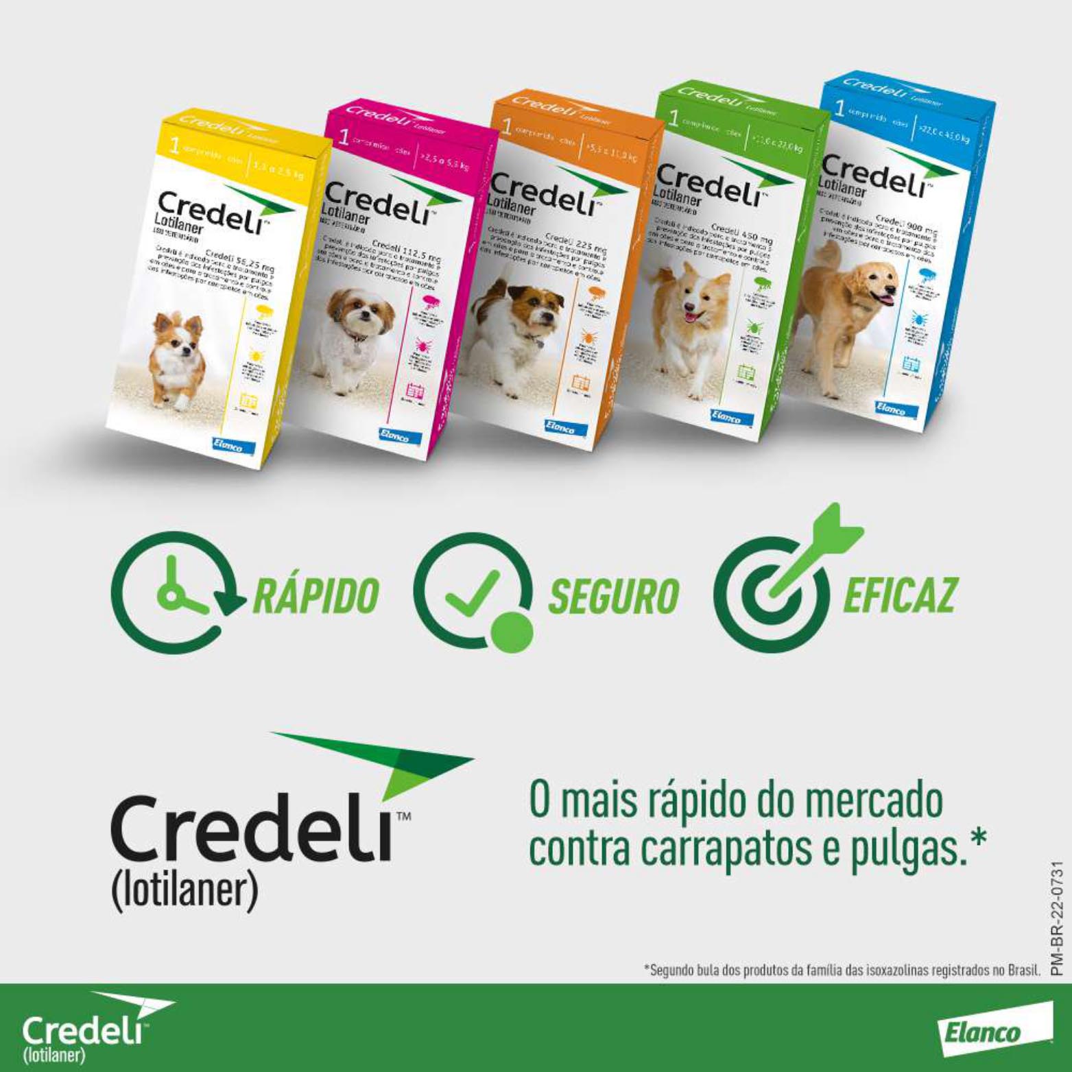 Credeli tab 56,25mg c/3comp 1,3a2,5kg - Elanco - Antipulga e