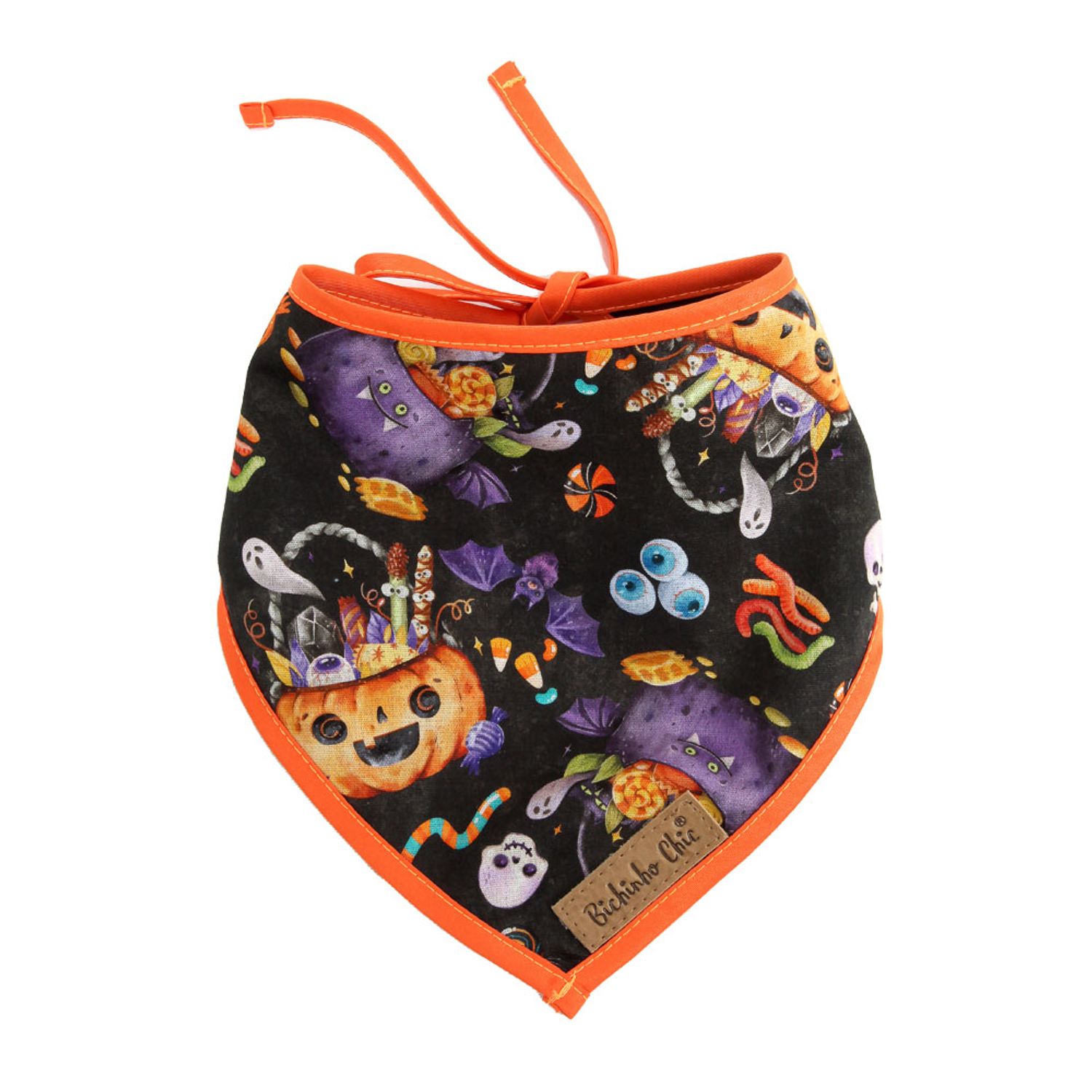 Bandana Halloween Bichinho Chic Laranja média frente