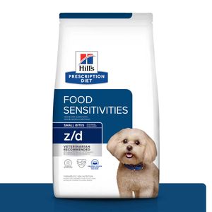 Ração Hill's Prescription Diet Z/D Cães Adultos Pedaços Pequenos Alergias Alimentares e da Pele - 3,1 kg