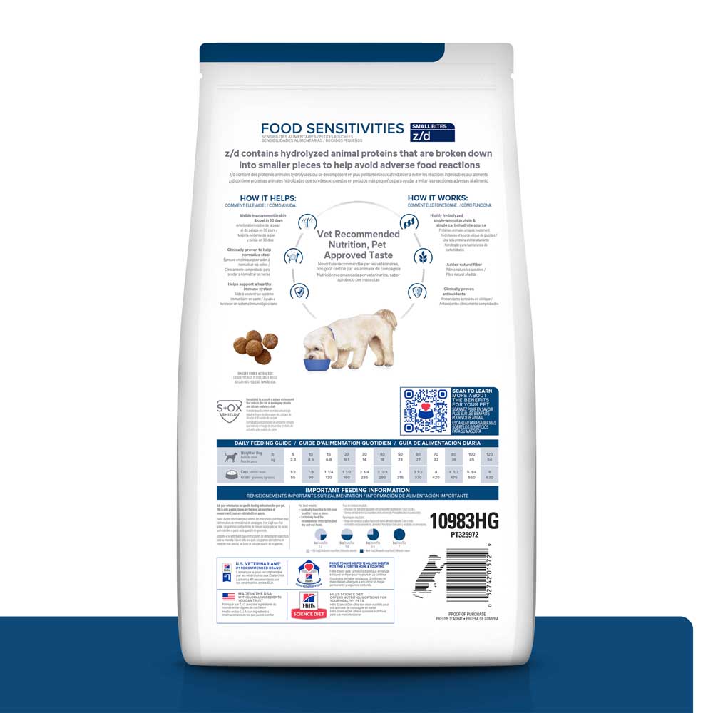 Ração Hill's Prescription Diet Z/D Cães Adultos Pedaços Pequenos Alergias Alimentares e da Pele