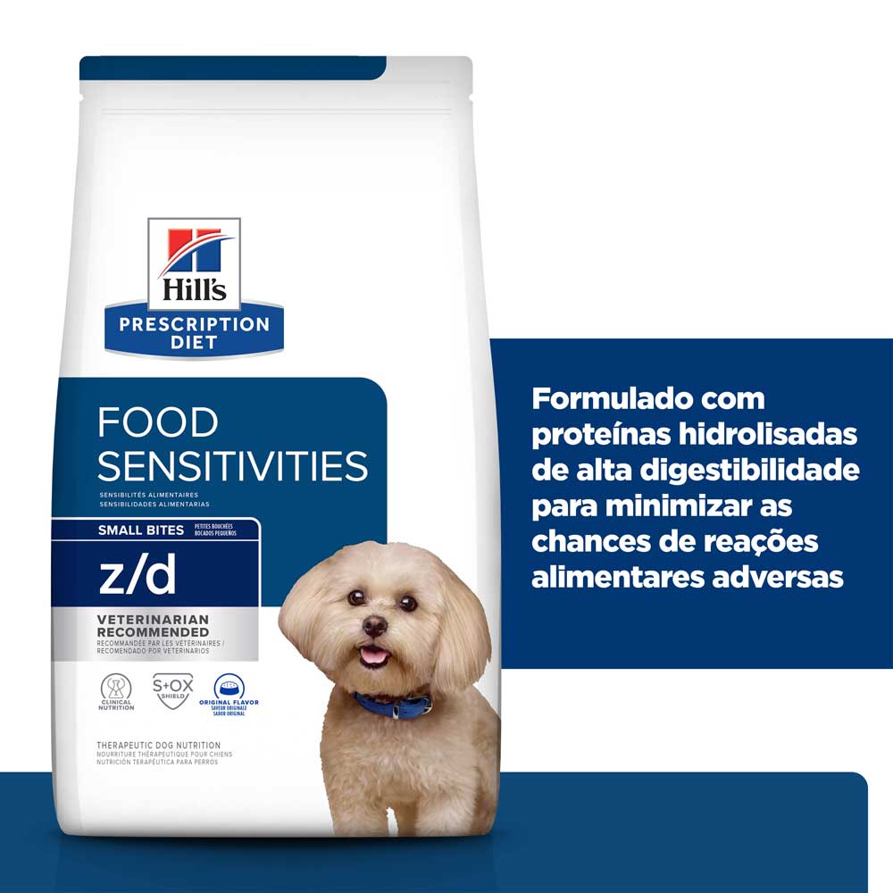 Ração Hill's Prescription Diet Z/D Cães Adultos Pedaços Pequenos Alergias Alimentares e da Pele