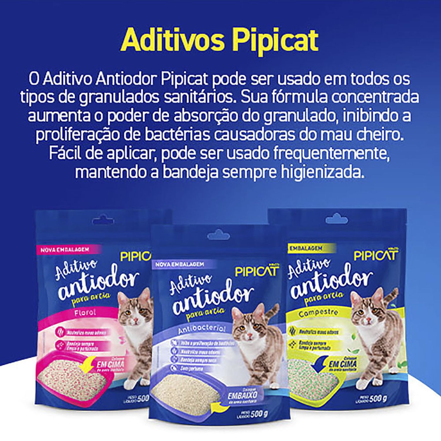 Aditivo-Antiodor-Pipicat-Antibacterial-Linha-completa