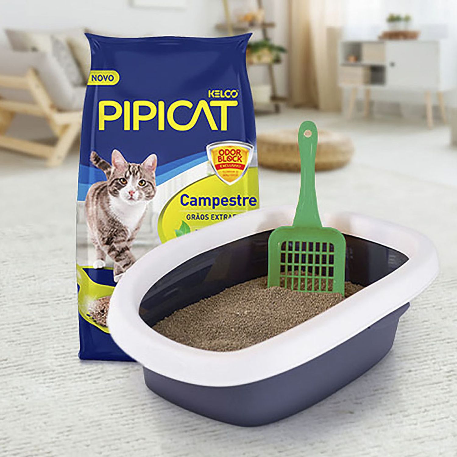 Granulado Sanitário para Gatos Perfumado Pipicat Campestre Areia