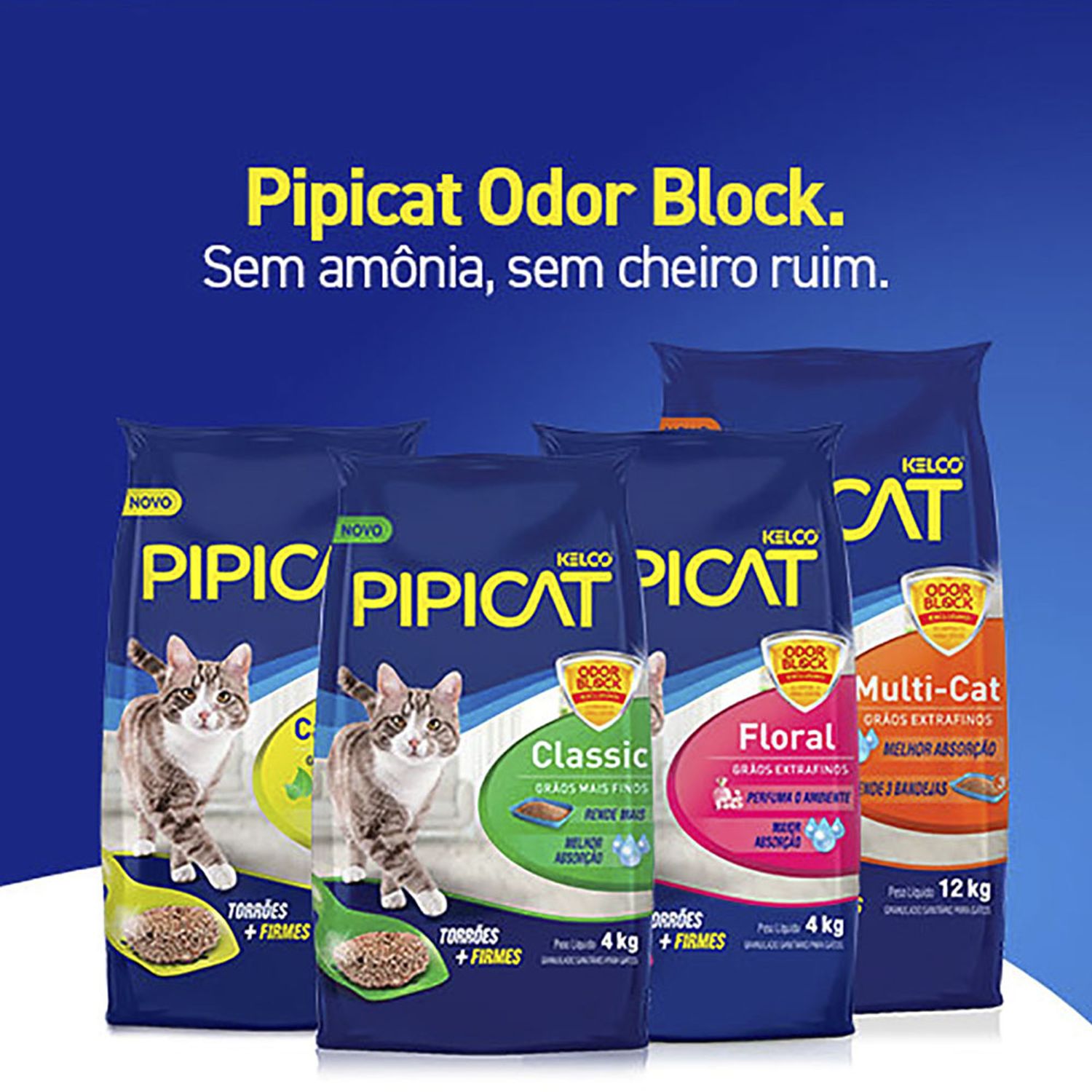 Granulado Sanitário para Gatos Perfumado Pipicat Campestre Linha completa