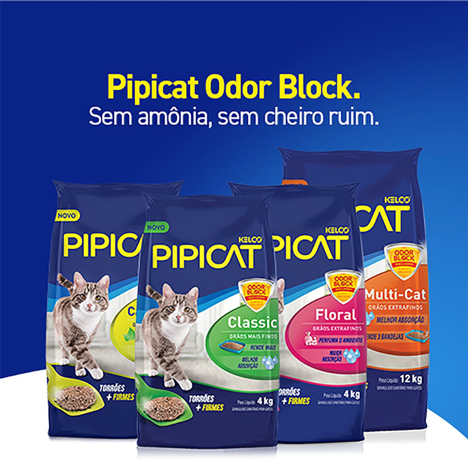 Granulado-Sanitario-para-Gatos-Pipicat-Multi-Cat-Linha-completa