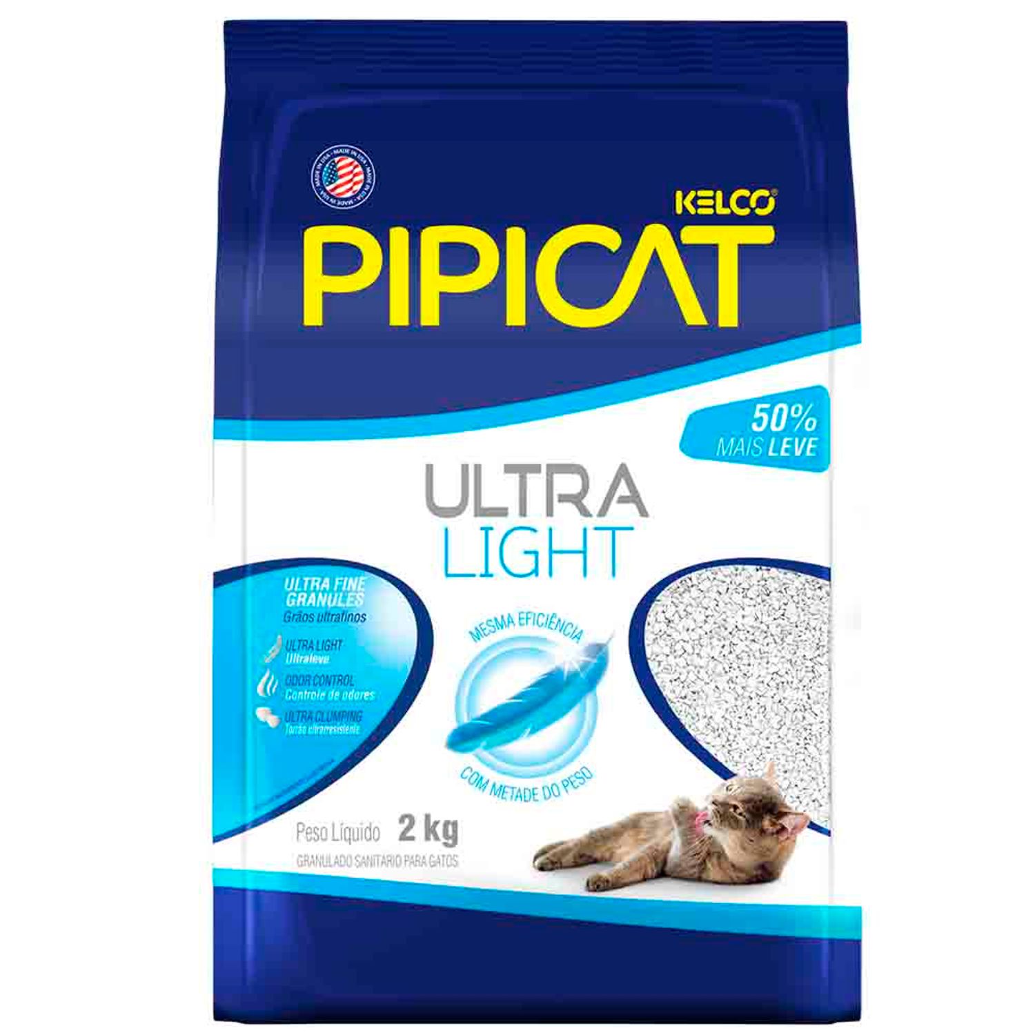 Granulado Sanitário para Gatos Pipicat Ultra Light Frente
