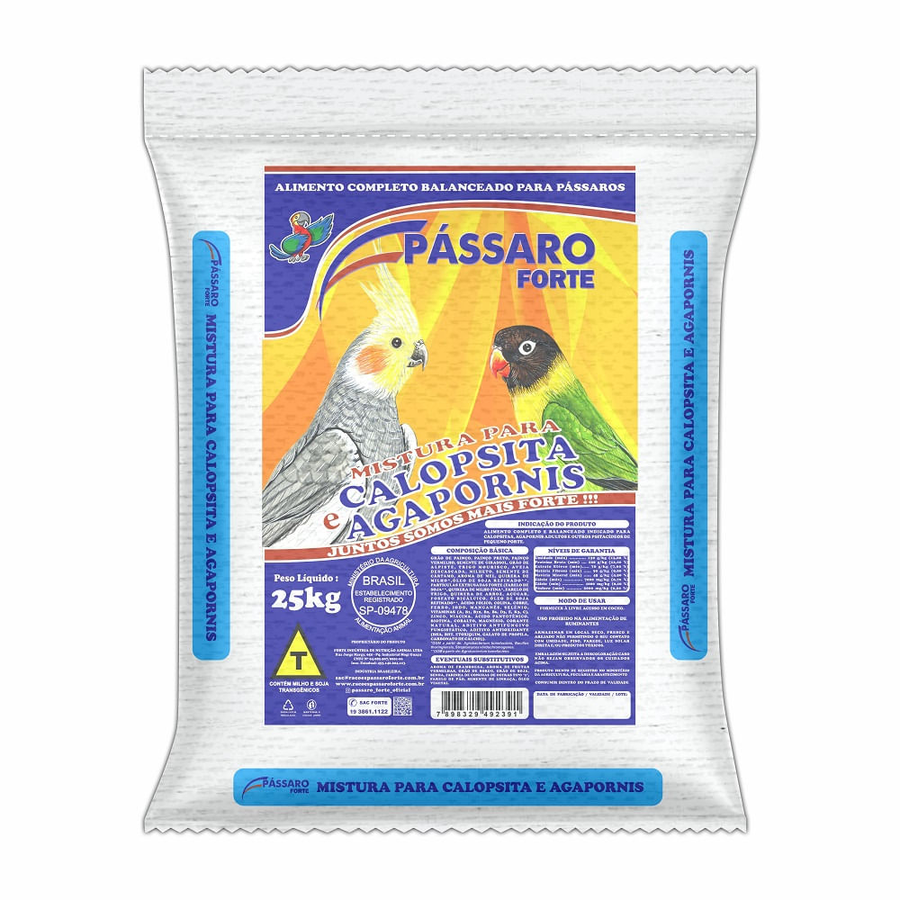 Mistura para Calopsita e Agapornis Pássaro Forte