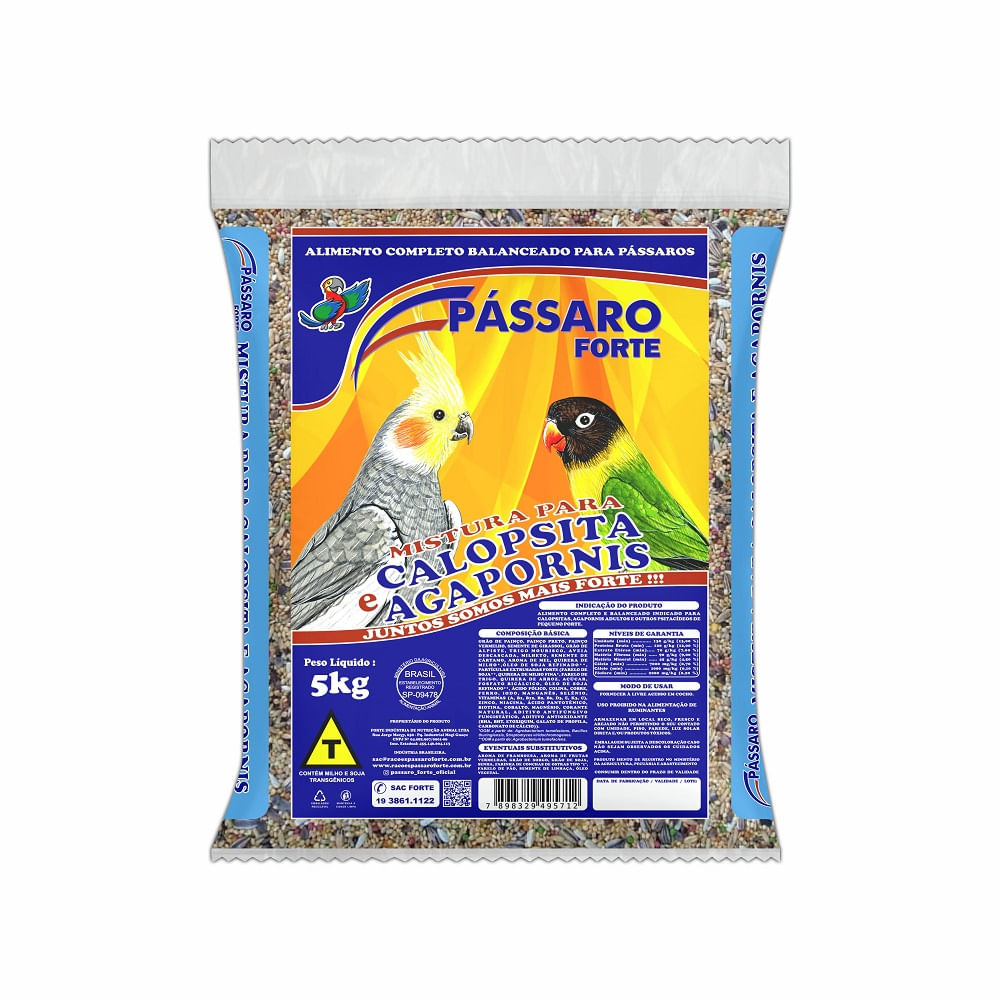 Mistura para Calopsita e Agapornis Pássaro Forte