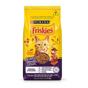 Ração Friskies Gatos Adultos Castrados Megamix Embalagem