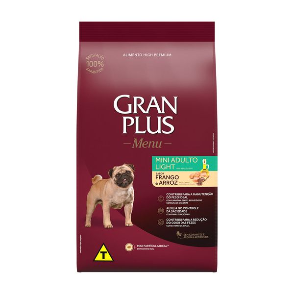 Ração GranPlus Menu Cães Mini Adultos Light Frango e Arroz 10,1 kg