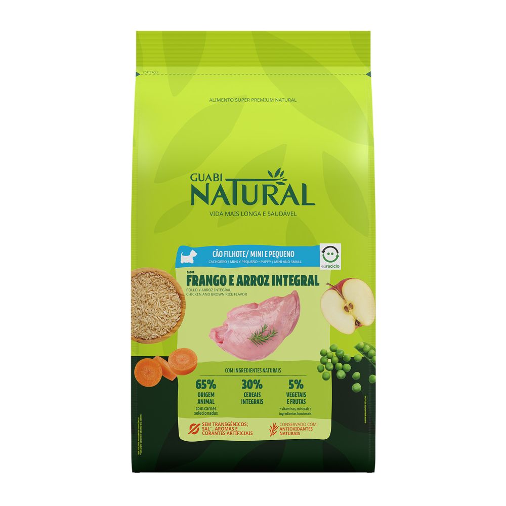 Ração Guabi Natural Cães Filhotes Raças Mini e Pequenas Frango e Arroz Integral