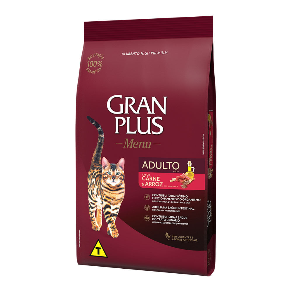 Ração GranPlus Gatos Adultos Carne e Arroz