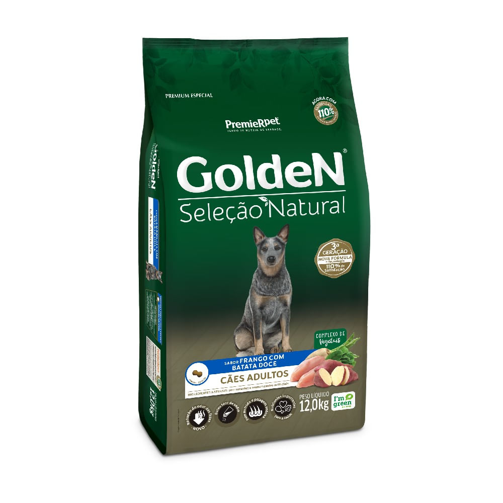 Ração Golden Seleção Natural Cães Adultos Frango com Batata Doce