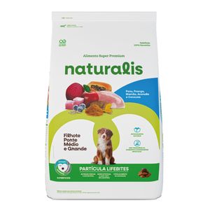 Ração Naturalis Lifebites Cães Filhotes Porte Médio e Grande Peru, Frango, Legumes e Frutas