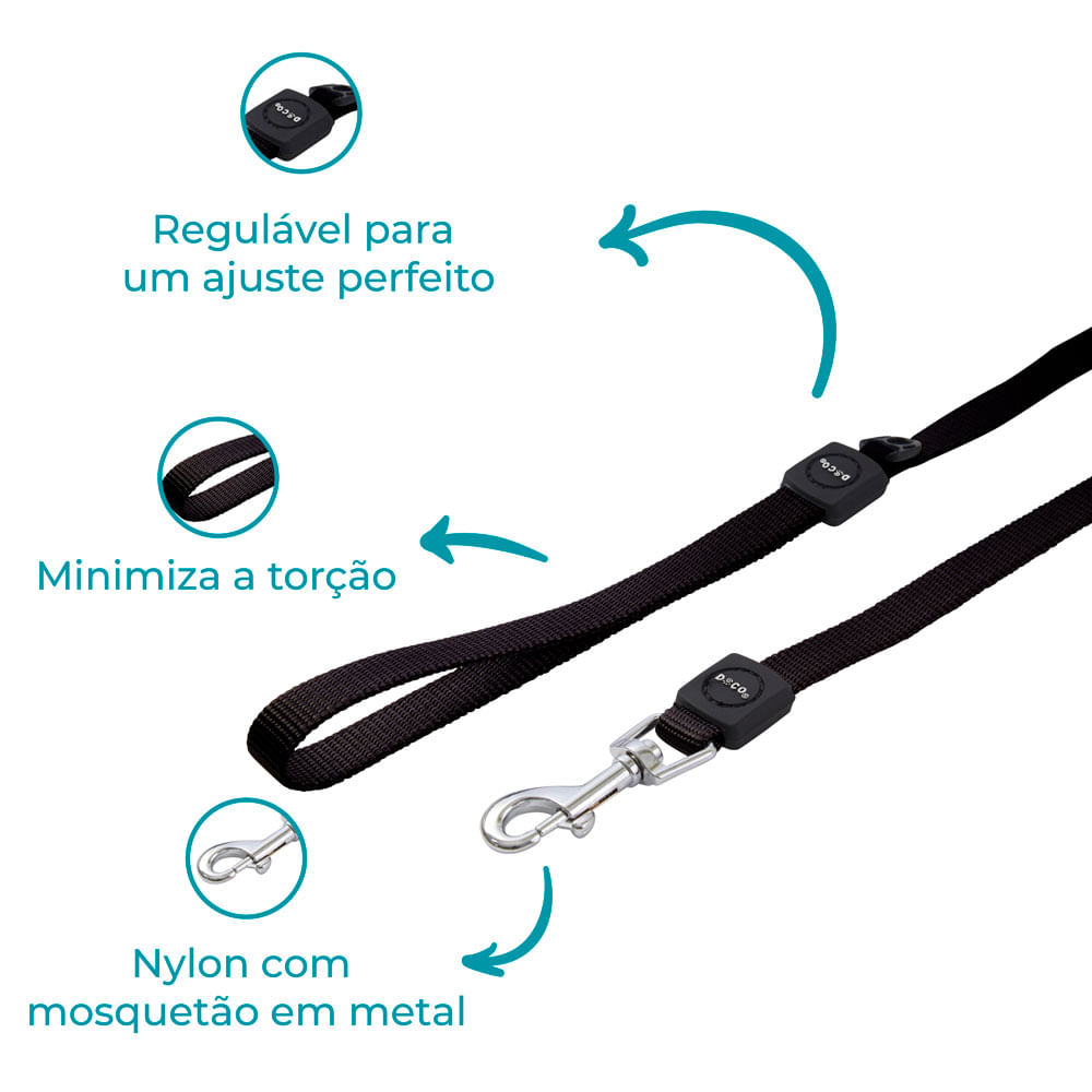 Guia para Cães Nylon Doco Preta
