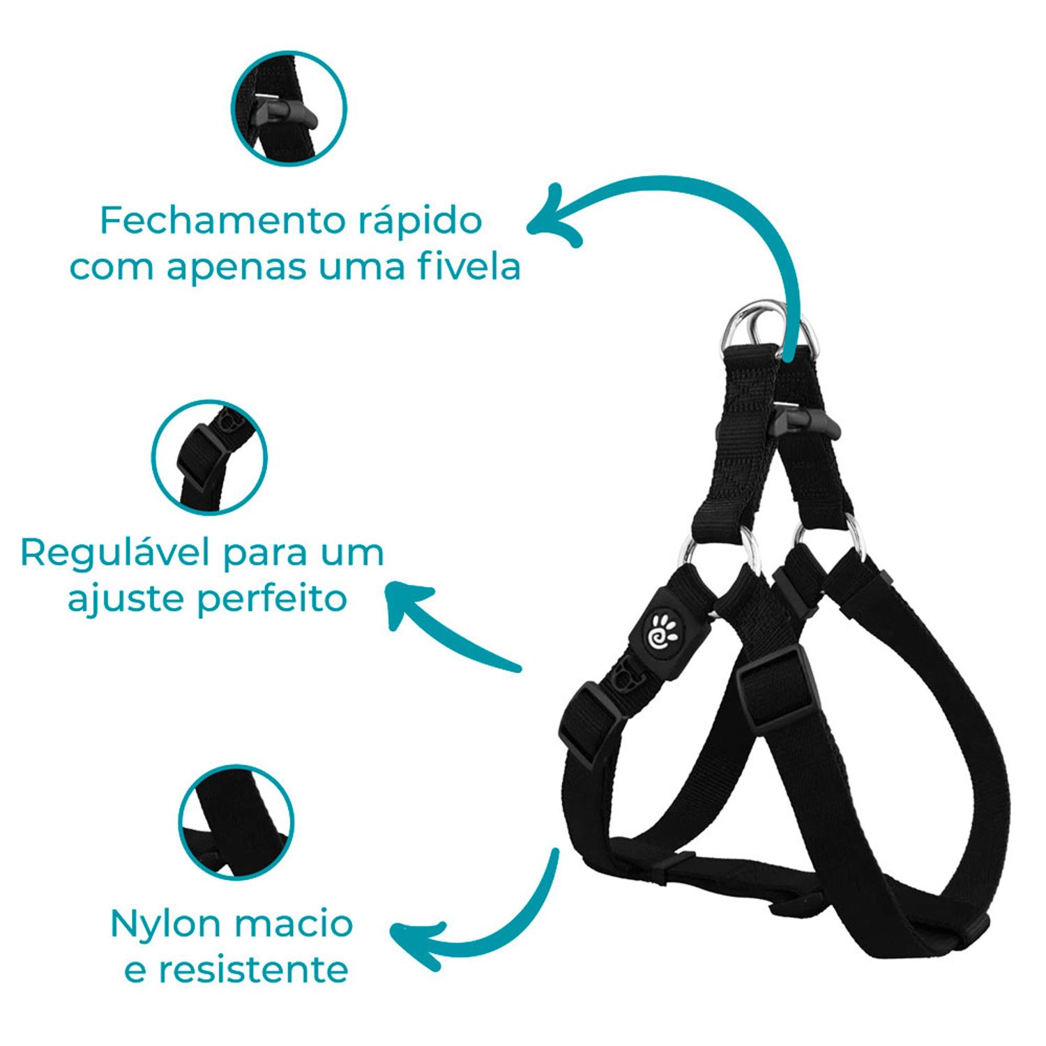 Peitoral para Cães Signature Doco Preto Grande Assets