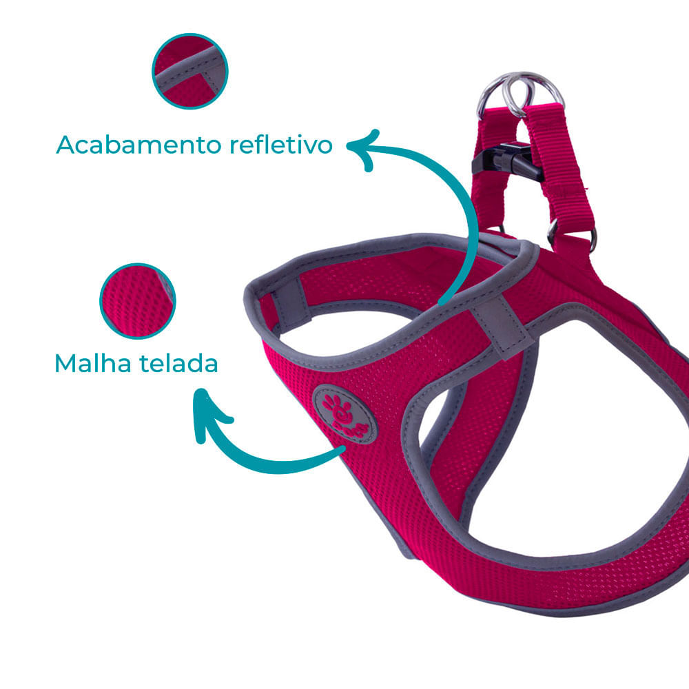 Peitoral Cães Athletic Fit Doco Rosa