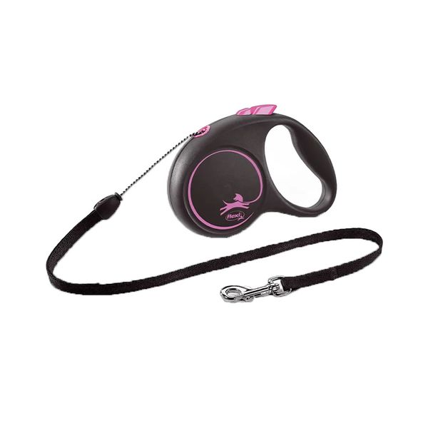 Guia Retrátil Black Design Flexi Rosa P