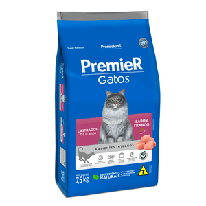 Ração Premier Ambientes Internos Gatos Castrados 7 a 11 Anos Frango