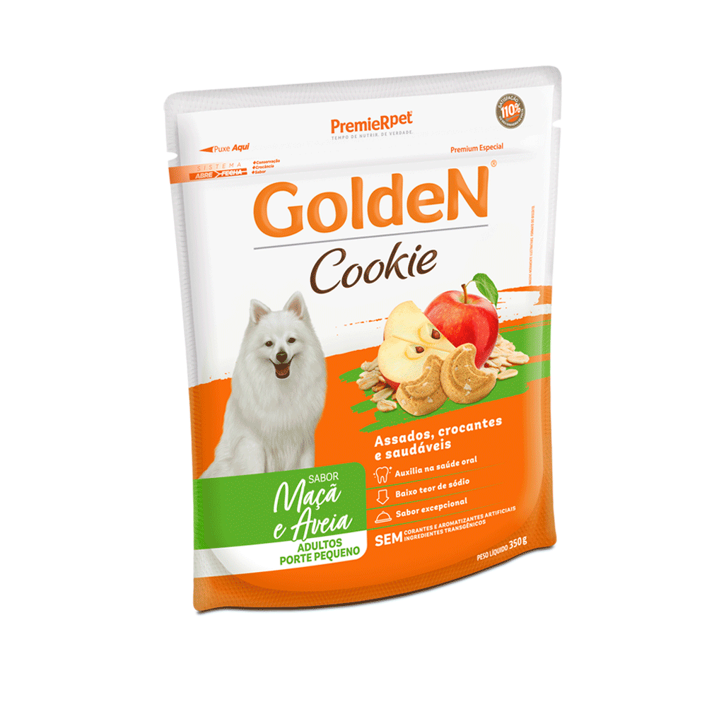 Cookie Golden Cães Adultos Porte Pequeno Maçã e Aveia