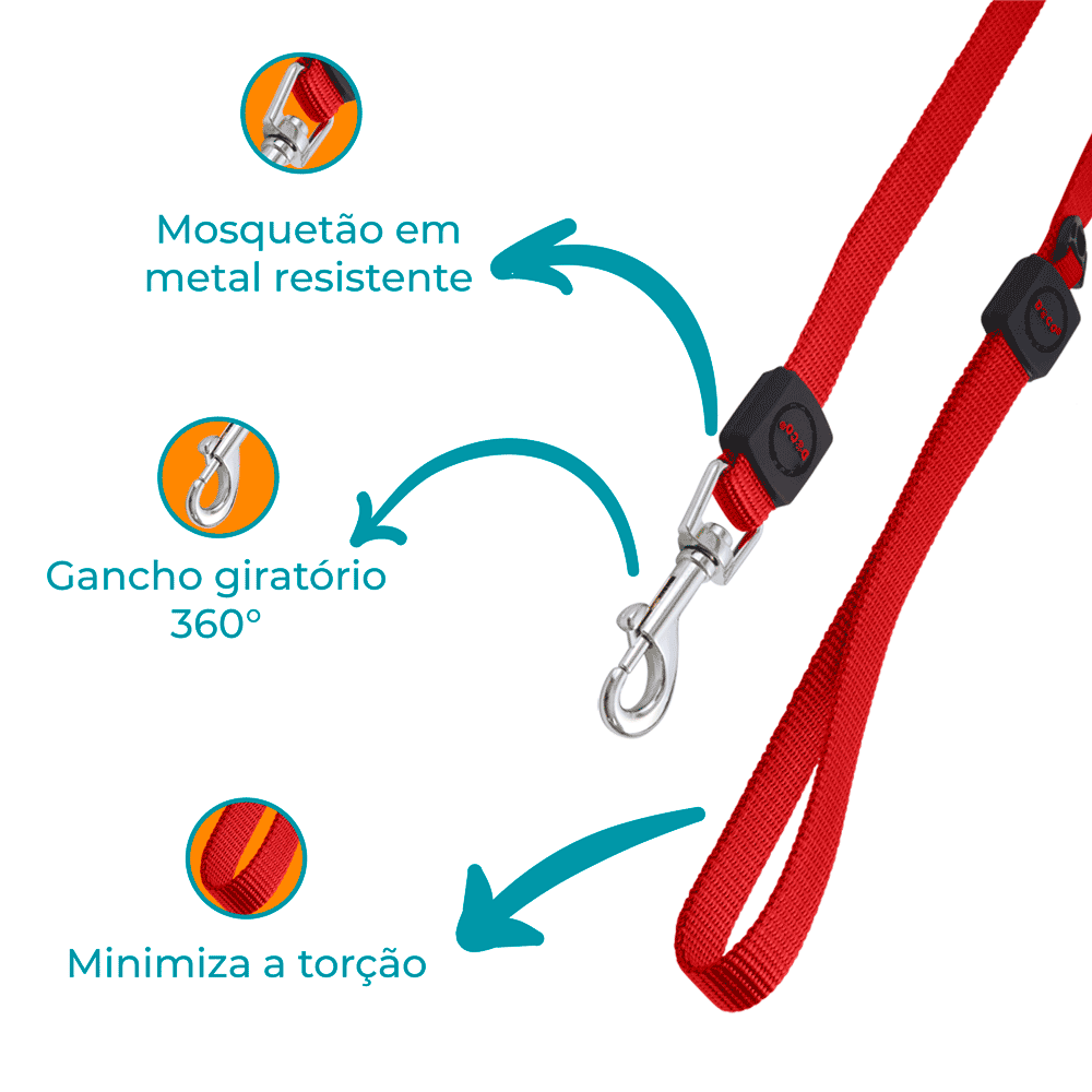 Guia para Cães Nylon Doco Vermelha