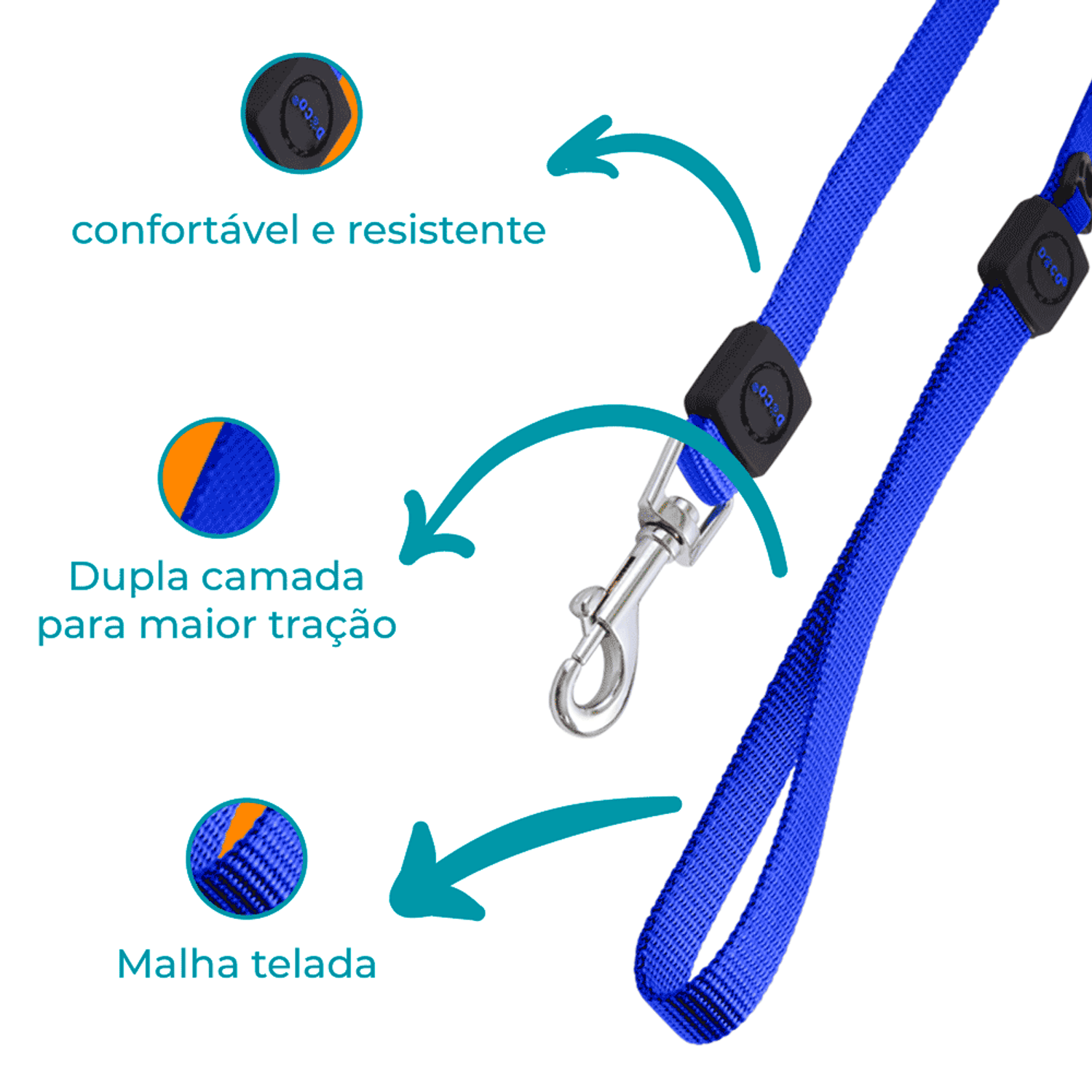 Guia Cães Puffy Doco Azul Detalhes