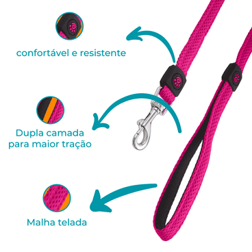 Guia Cães Puffy Doco Rosa Detalhes