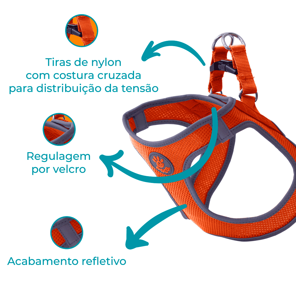 Peitoral Cães Athletic Fit Doco Laranja
