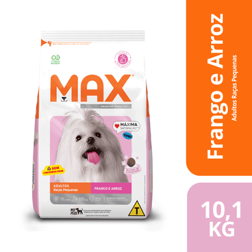 Racao-max-para-caes-adultos-de-Porte-Pequeno-sabor-frango-e-arroz--frente-101kg
