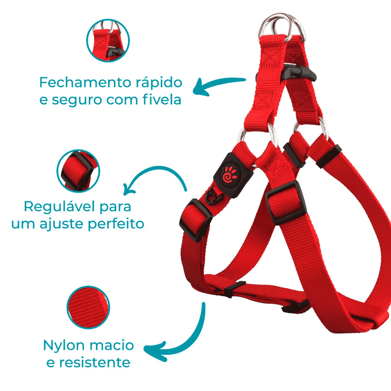 Peitoral Cães Signature Doco Vermelho Detalhes