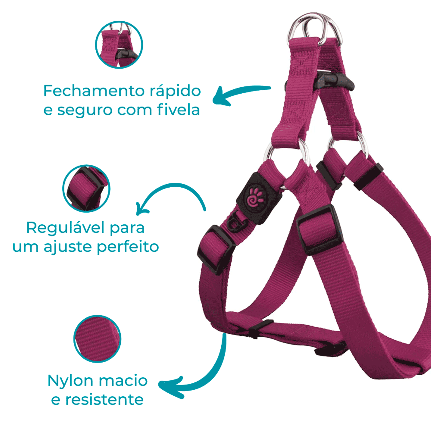 Peitoral Cães Signature Doco Roxo Detalhes