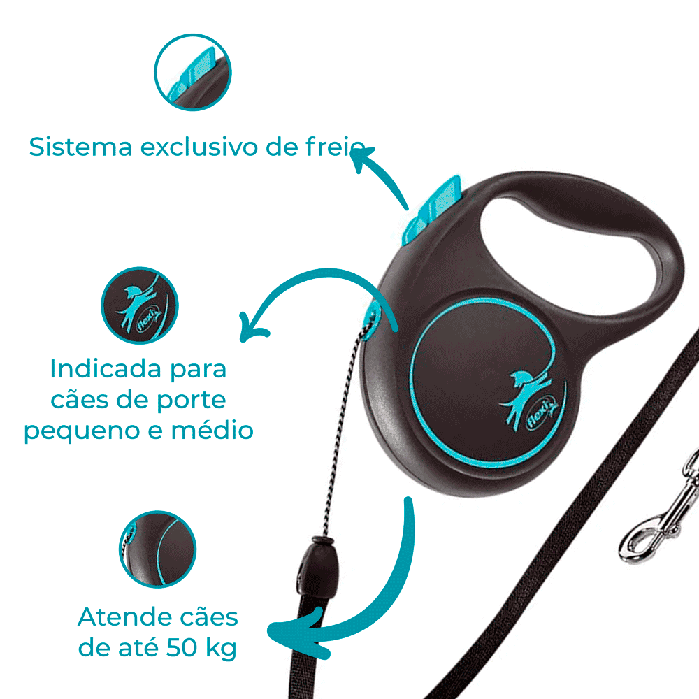 Guia Retrátil Black Design Flexi Azul